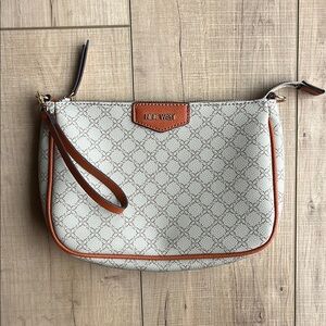 Nine West Cream and Brown Patterned Clutch